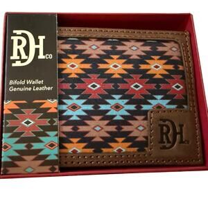 Red Dirt Hat Company Southwest Canvas Inlay Men's Bifold Wallet, NWT